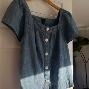 J. Crew Blue Button-Up Blouse, 100% cotton S